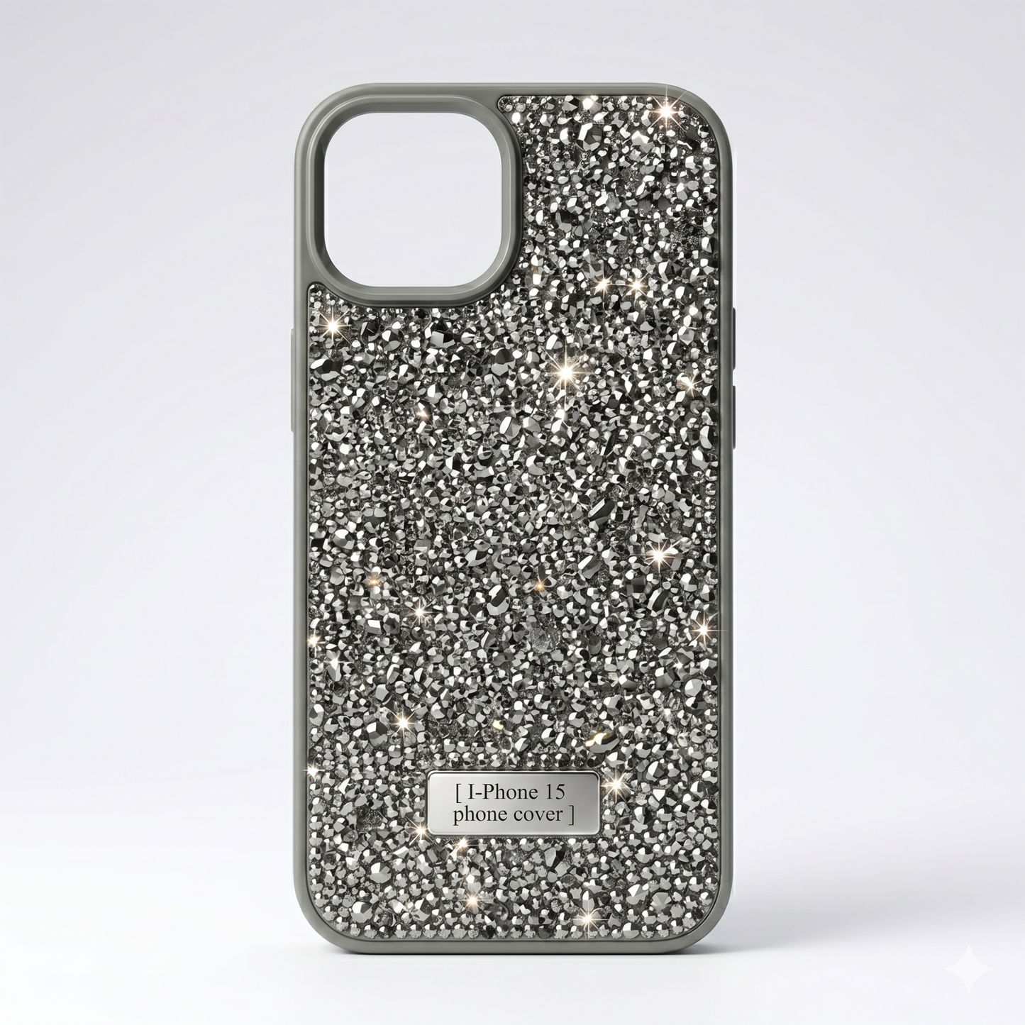 iPhone 15 Luxury Glitter Crystal Back Cover – Shockproof Slim Protective Case with Camera Protection & Premium Sparkle Finish
