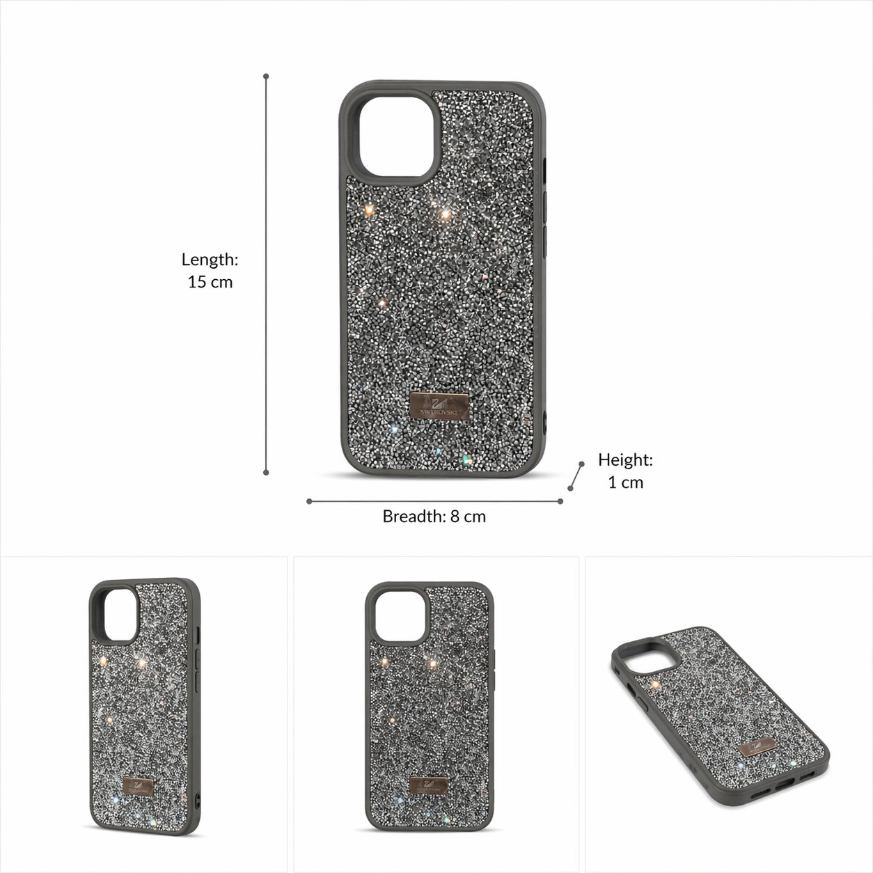 iPhone 15 Luxury Glitter Crystal Back Cover – Shockproof Slim Protective Case with Camera Protection &amp; Premium Sparkle Finish