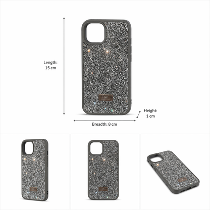 iPhone 15 Luxury Glitter Crystal Back Cover – Shockproof Slim Protective Case with Camera Protection &amp; Premium Sparkle Finish