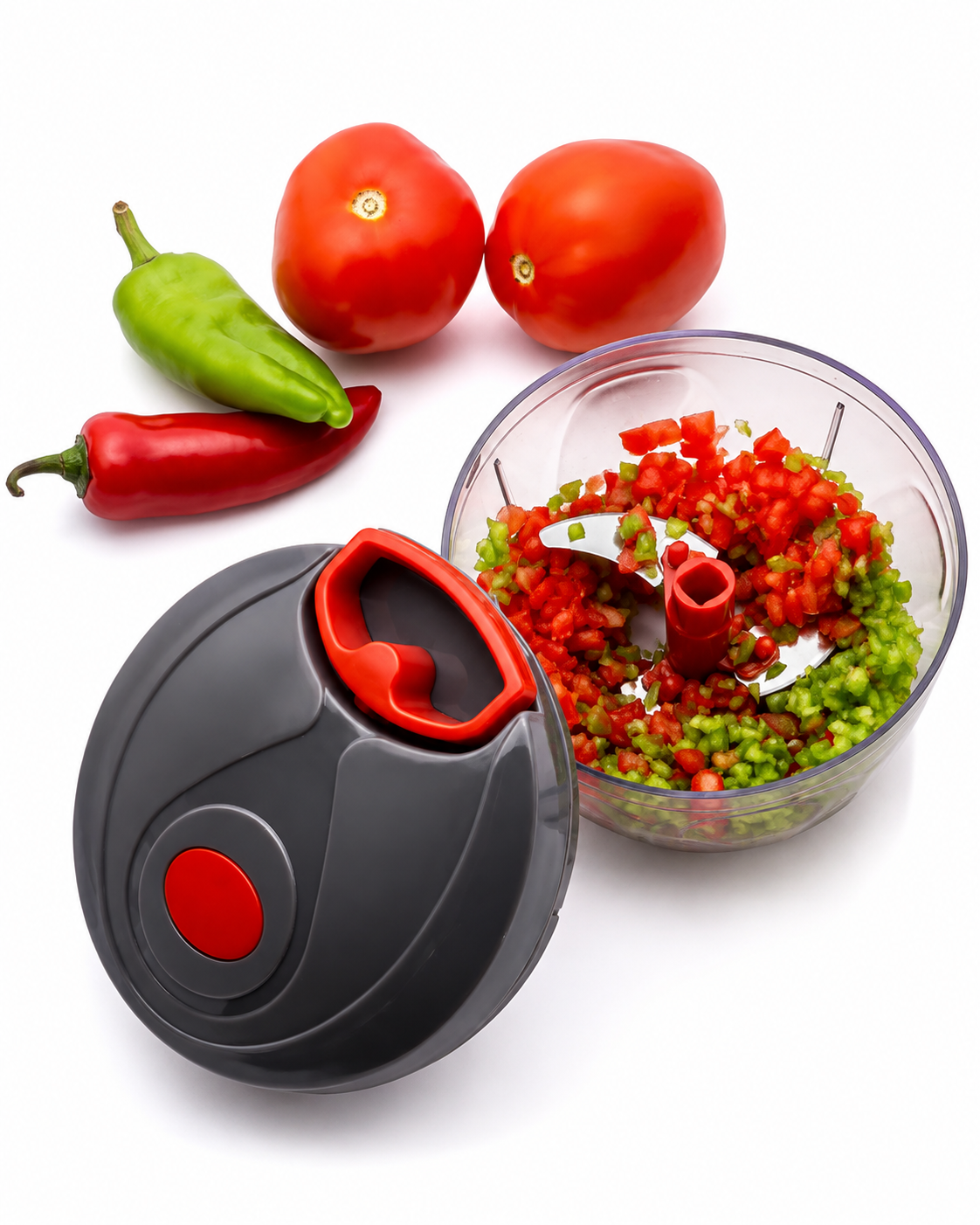 SELLAROH Premium Manual Pull Chopper – Heavy Duty Vegetable & Fruit Chopper with Stainless Steel Blades | BPA-Free Food Processor for Onion, Garlic, Tomato, Chili, Nuts & Herbs