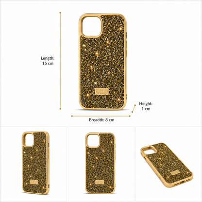 iPhone 15 Luxury Glitter Crystal Back Cover – Shockproof Slim Protective Case with Camera Protection & Premium Sparkle Finish
