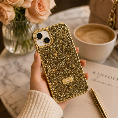 iPhone 15 Luxury Glitter Crystal Back Cover – Shockproof Slim Protective Case with Camera Protection & Premium Sparkle Finish