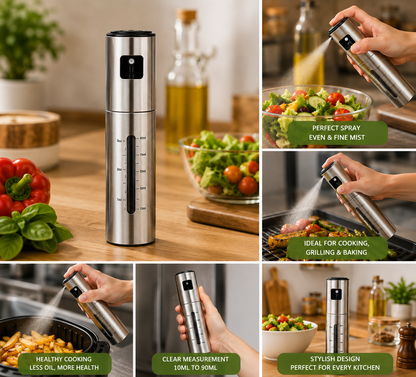 SELLAROH Premium Stainless Steel Oil Spray Bottle (100ml) – Refillable Fine Mist Olive Oil Sprayer for Air Fryer, BBQ, Salad, Baking & Healthy Cooking
