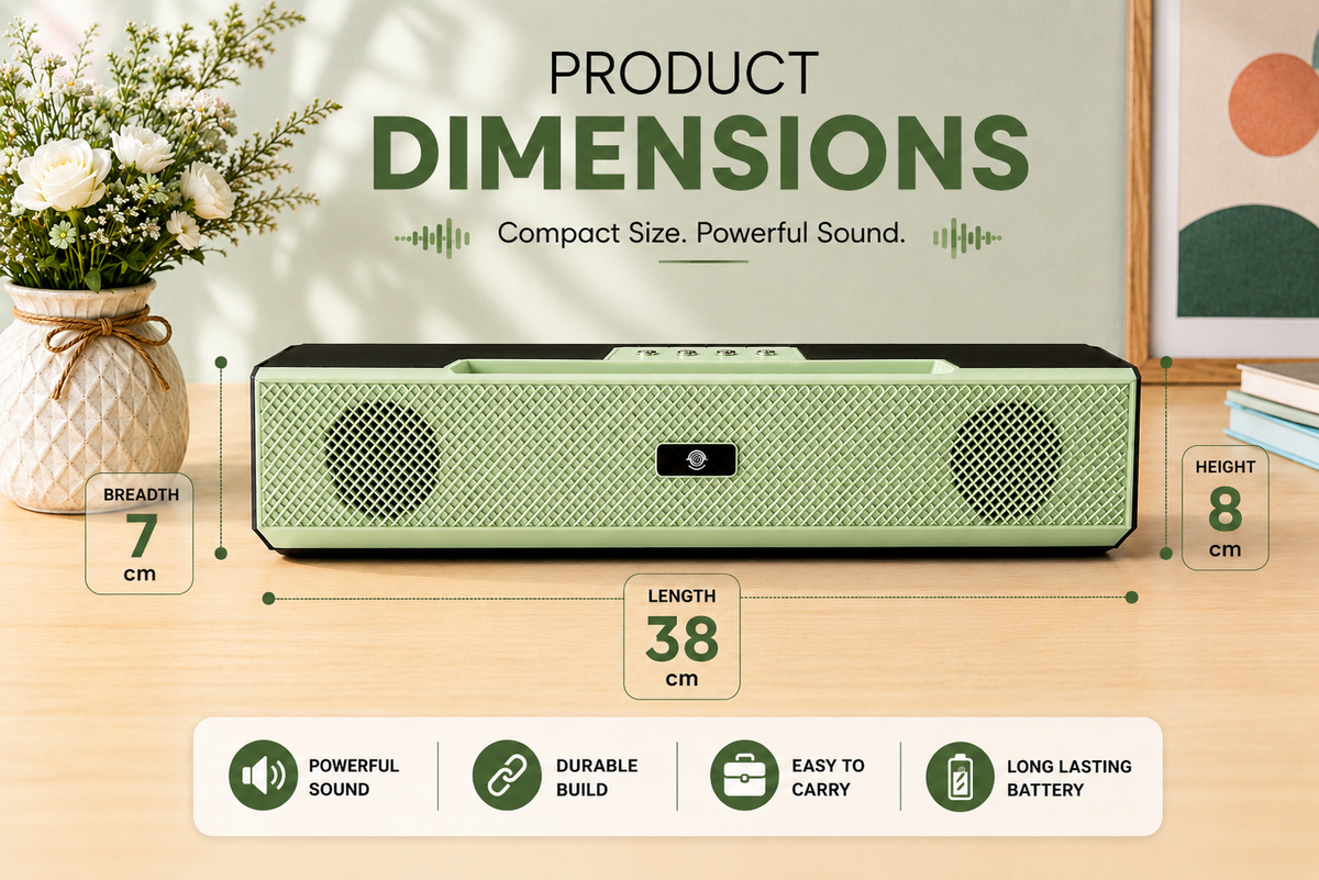 16W Wireless Bar Bluetooth Speaker SS-BT1200 - High Bass Soundbar | Sellaroh