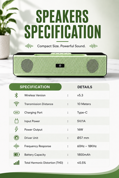 16W Wireless Bar Bluetooth Speaker SS-BT1200 - High Bass Soundbar | Sellaroh