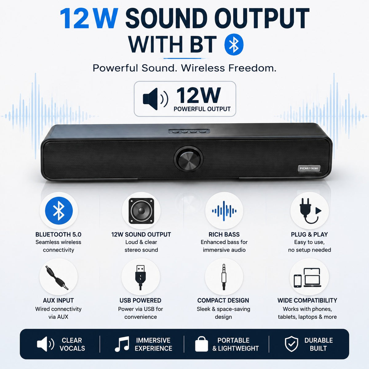 Sellaroh™ Portable Bluetooth Soundbar "