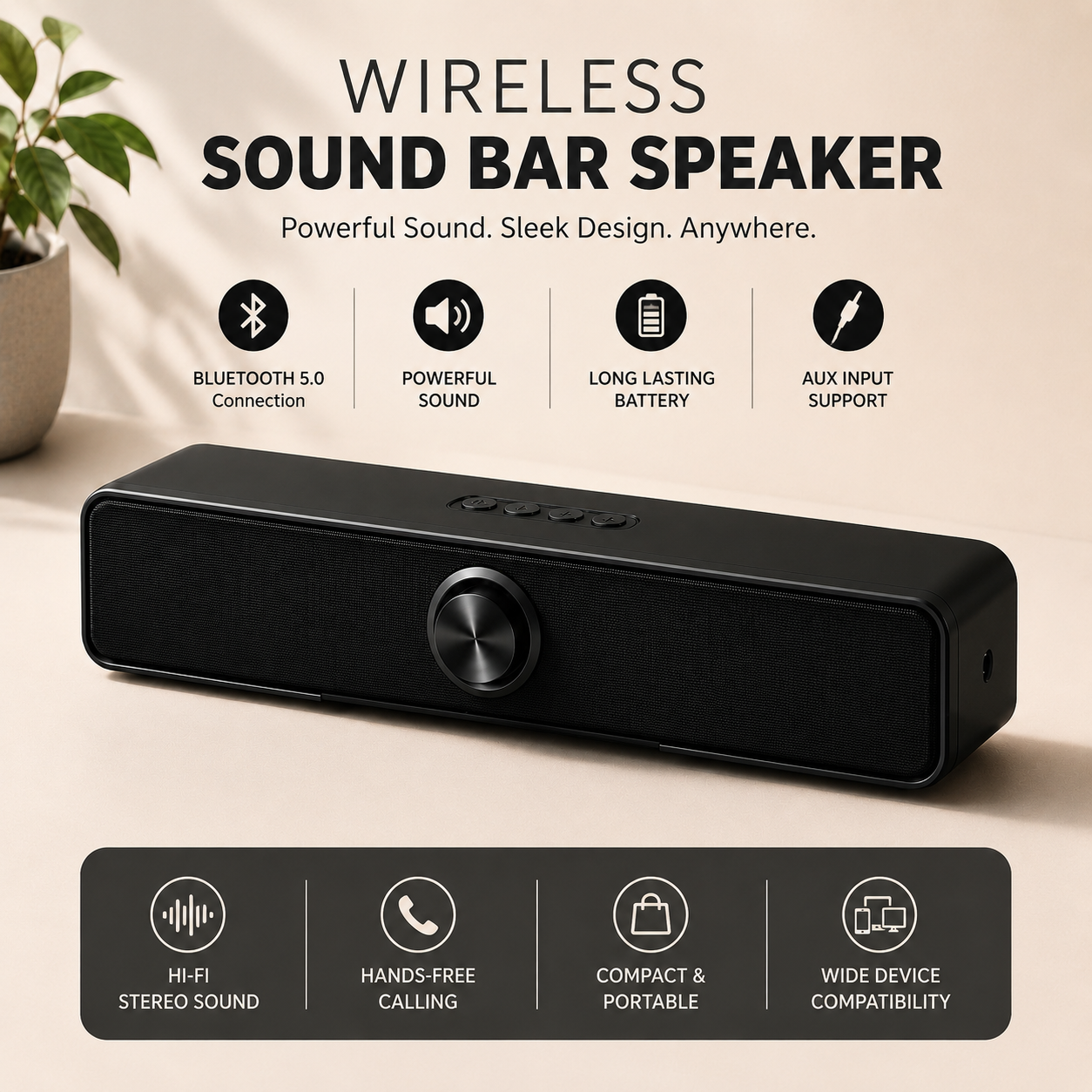 Sellaroh™ Portable Bluetooth Soundbar
