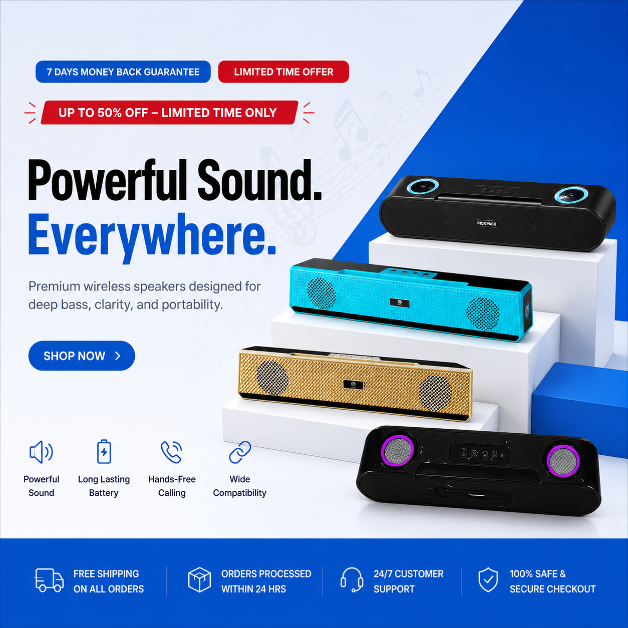 PickPack Portable Bluetooth Soundbar